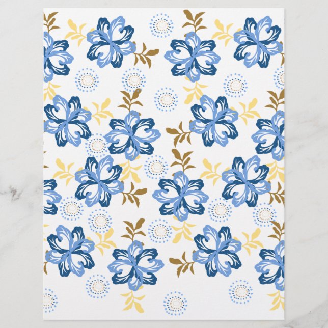 Lámina Papel Floral Blue & Gold (Anverso)