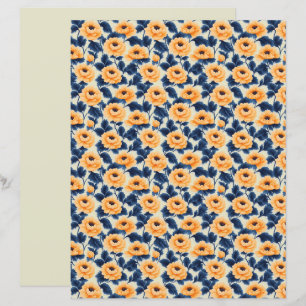 Lámina Papel Floral de Chopo Amarillo para Scrapbook