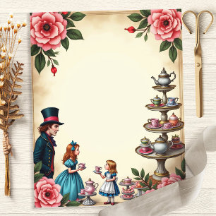 Lámina Papel floral de fiesta de té vintage de Alice Somb