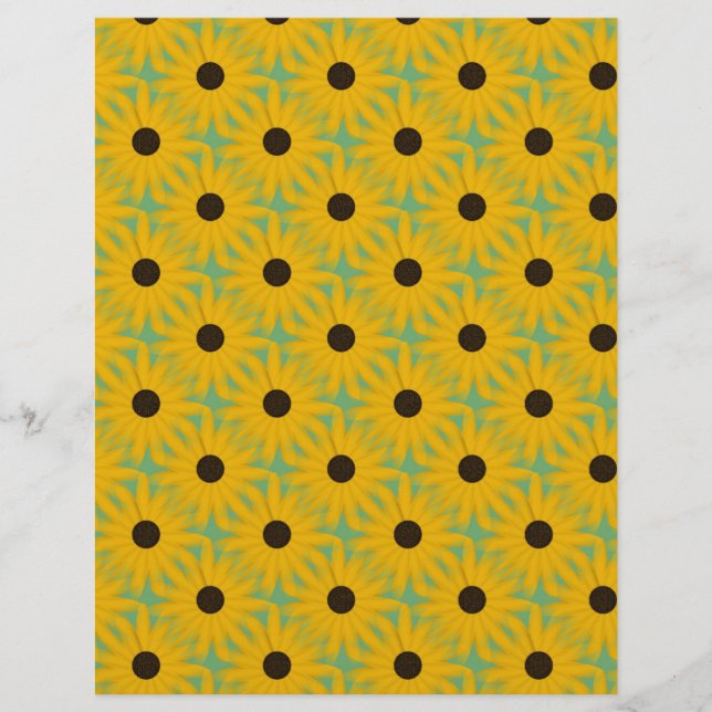 Lámina Papel Floral de Scrapbook de Margaritas Amarillas  (Anverso)