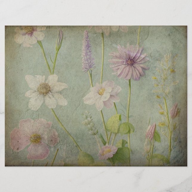 Lámina Papel floral floral negro (Anverso)