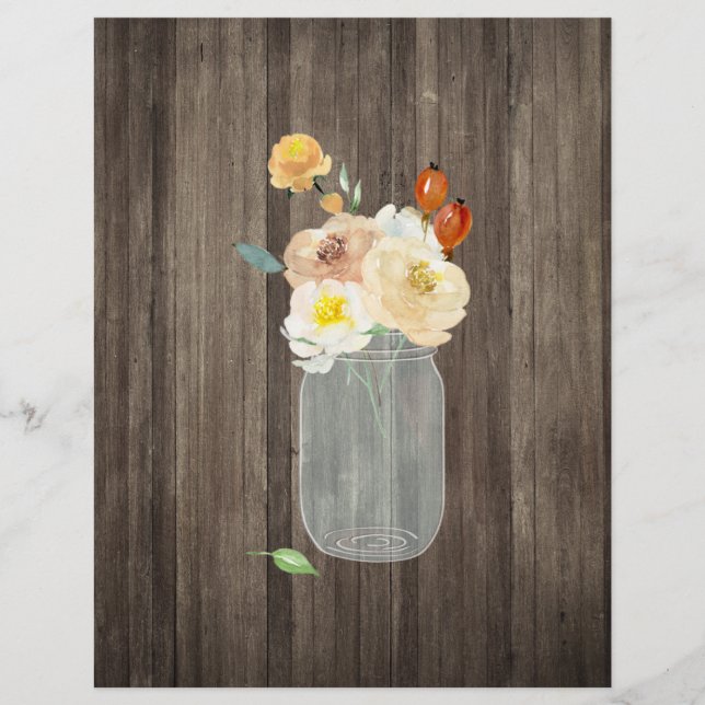 Lámina Papel Floral Mason Jar & Wood Scrapbook (Anverso)