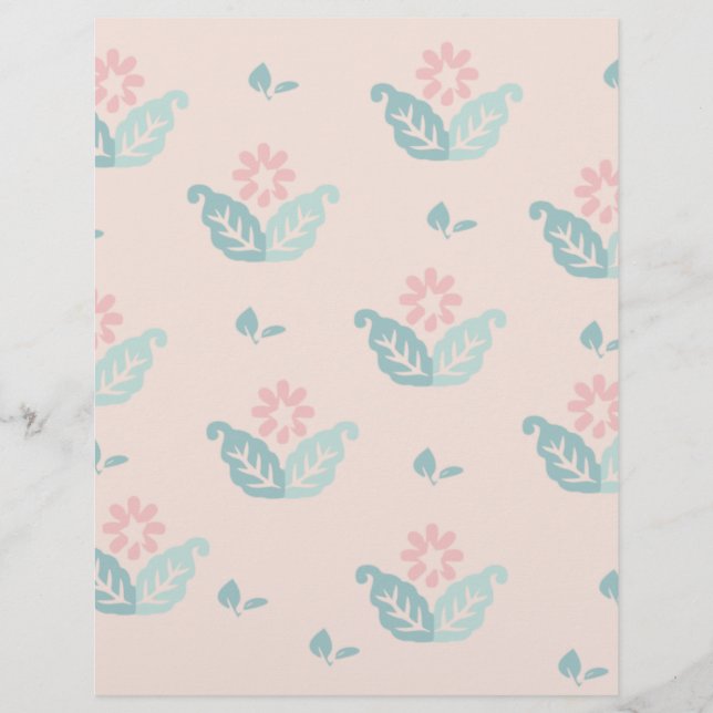Lámina Papel Floral Pastel para Scrapbook (Anverso)