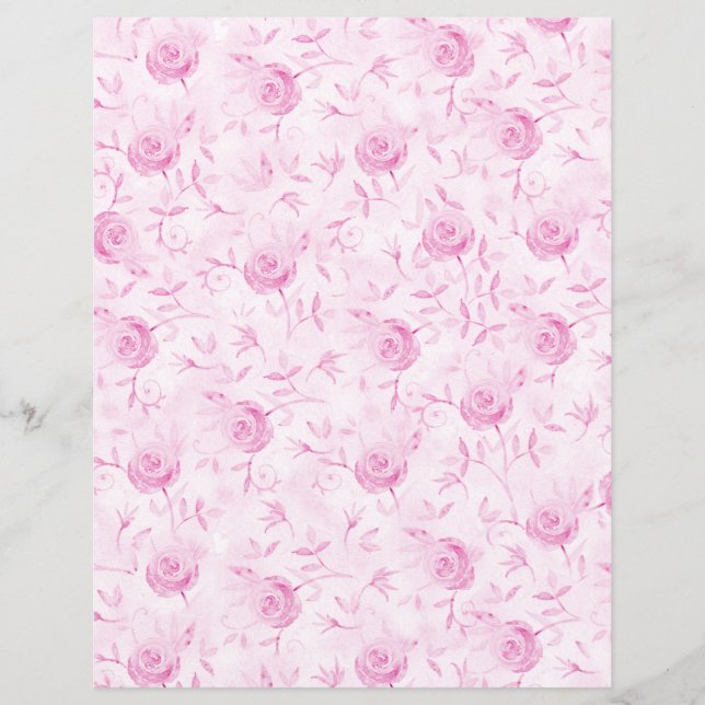 Lámina Papel floral Rubor rosa Roses Damask Scrapbook (Anverso)