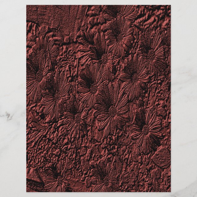 Lámina Papel Grabado en relieve Daisies Burgundy Floral S (Anverso)