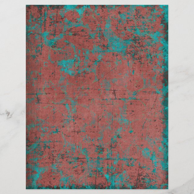 Lámina Papel grunge de roya y turquesa (Anverso)
