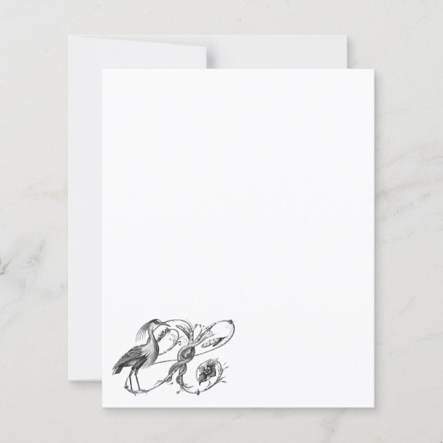 Lámina Papel italiano de diseño de cosecha de garza blanc (Anverso)