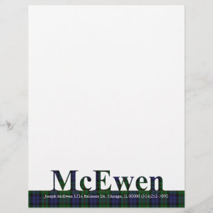Lámina Papel letterhead con diseño de cuadros escoceses M