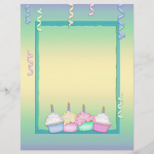 Lámina Papel letterhead de Cupcakes de cumpleaños multico