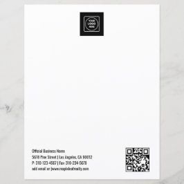 Lámina Papel letterhead profesional con código QR y logot