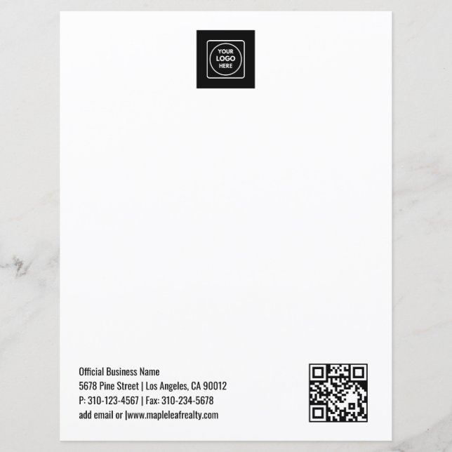 Lámina Papel letterhead profesional con código QR y logot (Anverso)