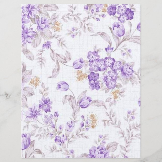 Lámina Papel Lilac Purple Gray Pastel Floral Papel (Anverso)