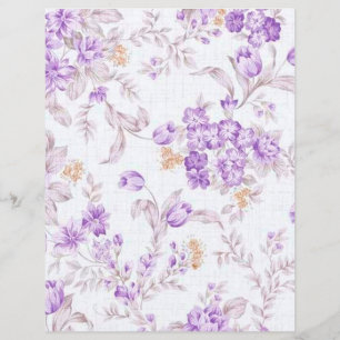 Lámina Papel Lilac Purple Gray Pastel Floral Papel