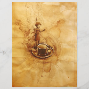 Lámina Papel manchado de café y taza de café
