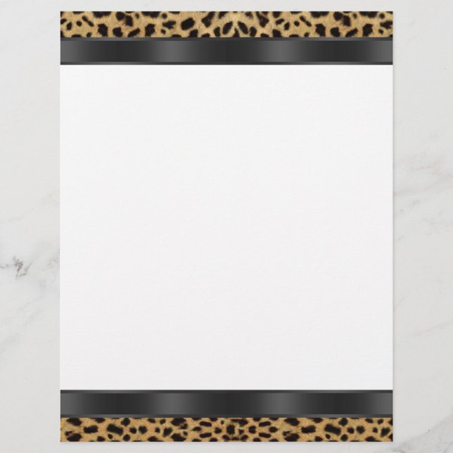 Lámina Papel Membretado Leopardo Blanco Negro (Anverso)