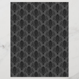 Lámina Papel moderno gótico gris negro Damask Scrapbook