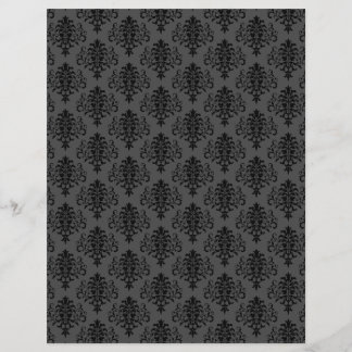 Lámina Papel moderno gótico gris negro Damask Scrapbook