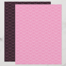 Lámina Papel moderno rosado negro japonés ondulador