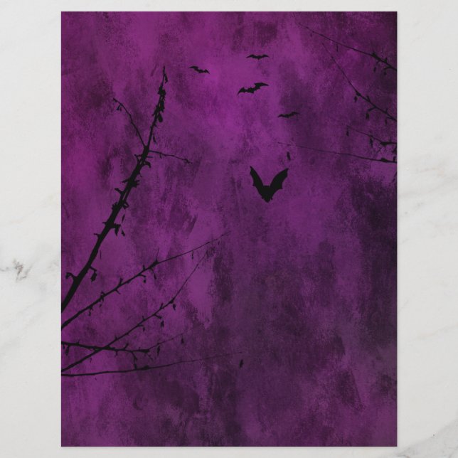 Lámina Papel morado gótico de carátula de Halloween (Anverso)