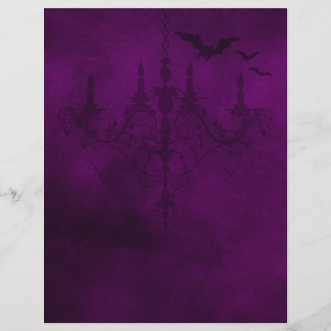 Lámina Papel morado gótico de Halloween (Anverso)