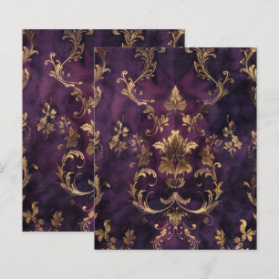Lámina Papel morado gótico grunge floral de cartón