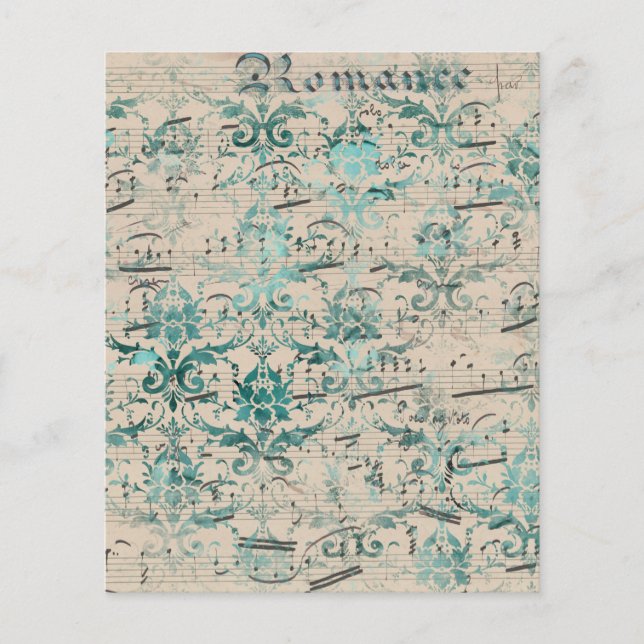 Lámina papel musical de ephemera turquesa (Anverso)