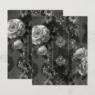 Lámina Papel negro gótico grunge floral