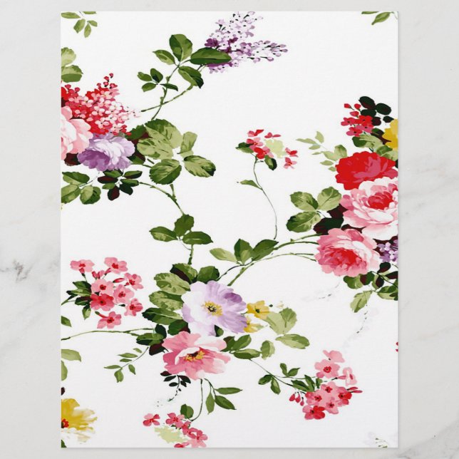 Lámina Papel origami con estampado floral (Anverso)