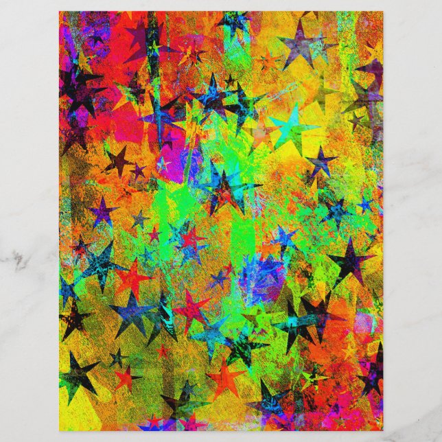 Lámina Papel origami estrellas coloridas (Anverso)
