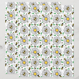 Lámina Papel para álbum de recortes Abejas y margaritas