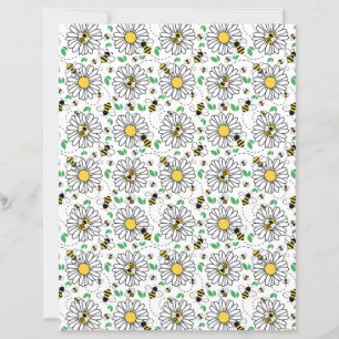 Lámina Papel para álbum de recortes Abejas y margaritas