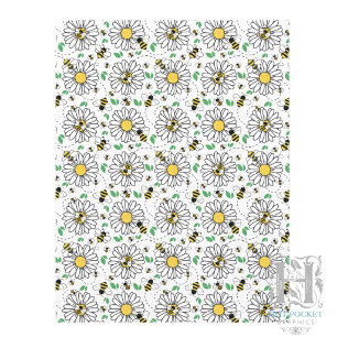 Lámina Papel para álbum de recortes Abejas y margaritas