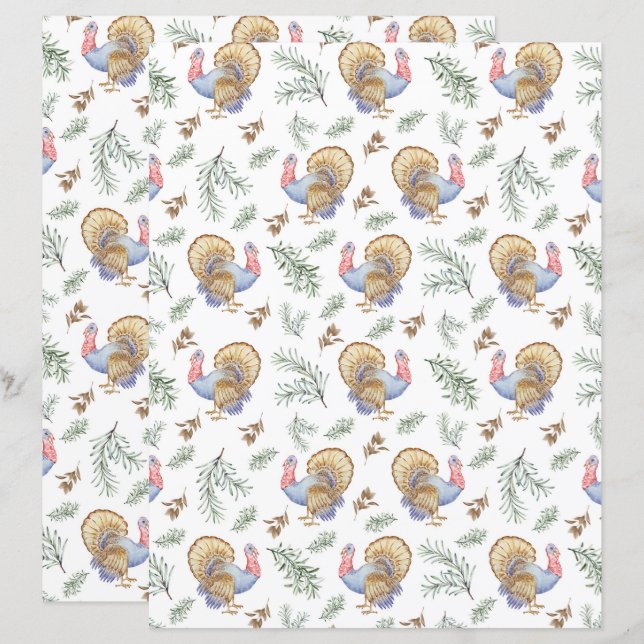 Lámina Papel para álbum de recortes de pavo (Anverso / Reverso)