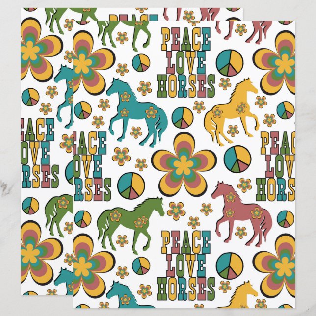 Lámina Papel para álbum de recortes de Paz Amor Caballos (Anverso / Reverso)