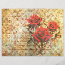 Papel para Diario Basura de Rosas Rojas Vintage - 