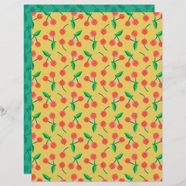 Lámina Papel para el crapbook de cereza (Anverso / Reverso)