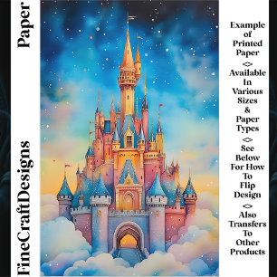 Lámina Papel para Scrapbook Castillo de Acuarela en Nubes