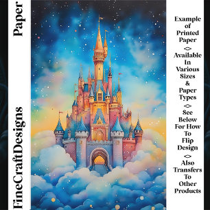Lámina Papel para Scrapbook Castillo de Acuarela en Nubes