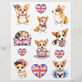 Lámina Papel para Scrapbook Collage de Corgi Londres