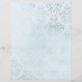 Lámina Papel para Scrapbook Damask Shabby Azul y Plateado