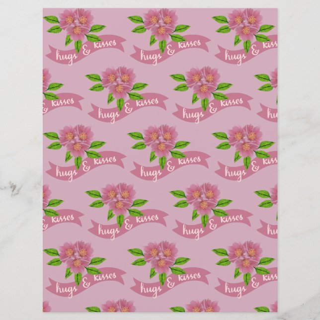 Lámina Papel para Scrapbook de Abrazos y Besos  (Anverso)