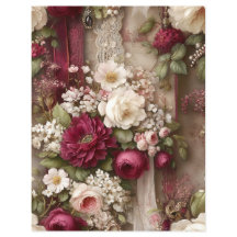 Papel para Scrapbook de Flores de Borgoña