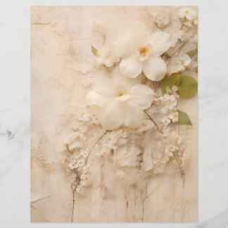 Lámina Papel para Scrapbook de Flores de Encaje Beige Sha
