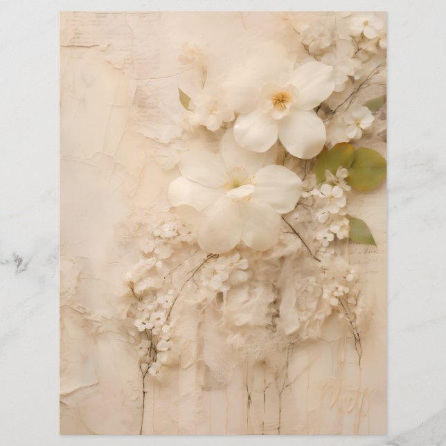 Lámina Papel para Scrapbook de Flores de Encaje Beige Sha (Anverso)