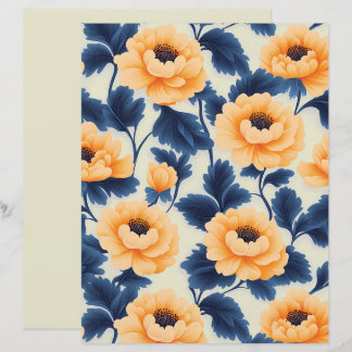 Lámina Papel para Scrapbook de Flores de Peonía Amarillas