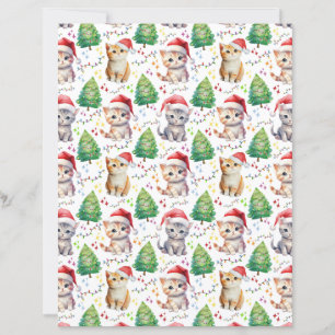 Lámina Papel para Scrapbook de Gato de Navidad