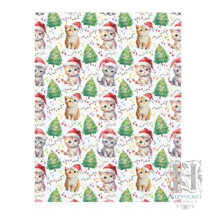 Lámina Papel para Scrapbook de Gato de Navidad