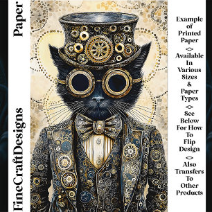 Lámina Papel para Scrapbook de Gato Negro Victoriano Stea