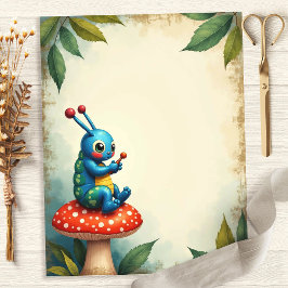 Lámina Papel para Scrapbook de la escena del hongo oruga