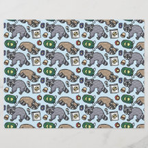 Papel para Scrapbook de Mapache Kawaii "Trash Pand